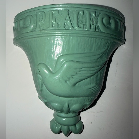 Other - Vintage 1976 Royal Creations Metal Wall Pocket - Peace Dove - Custom sage green